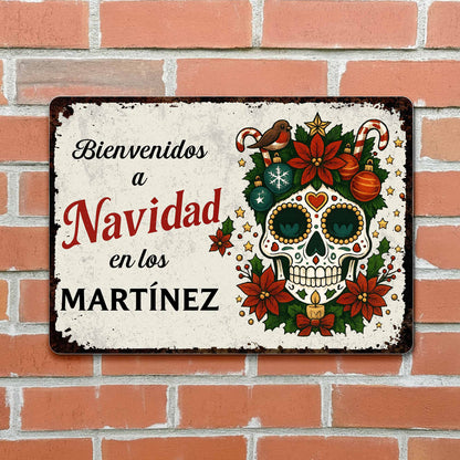 Bienvenidos A Navidad Sugar Skull And Poinsettias