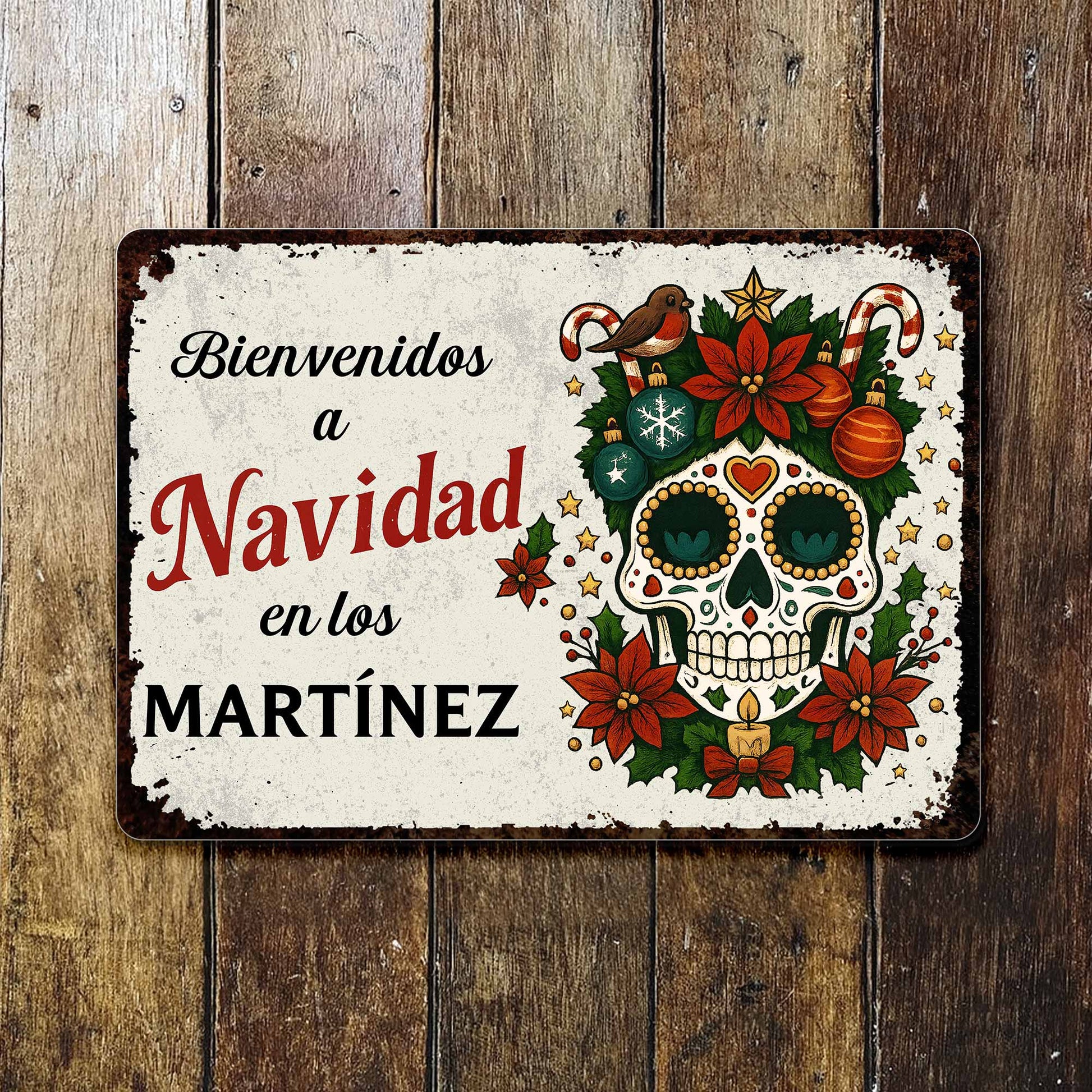 Bienvenidos A Navidad Sugar Skull And Poinsettias