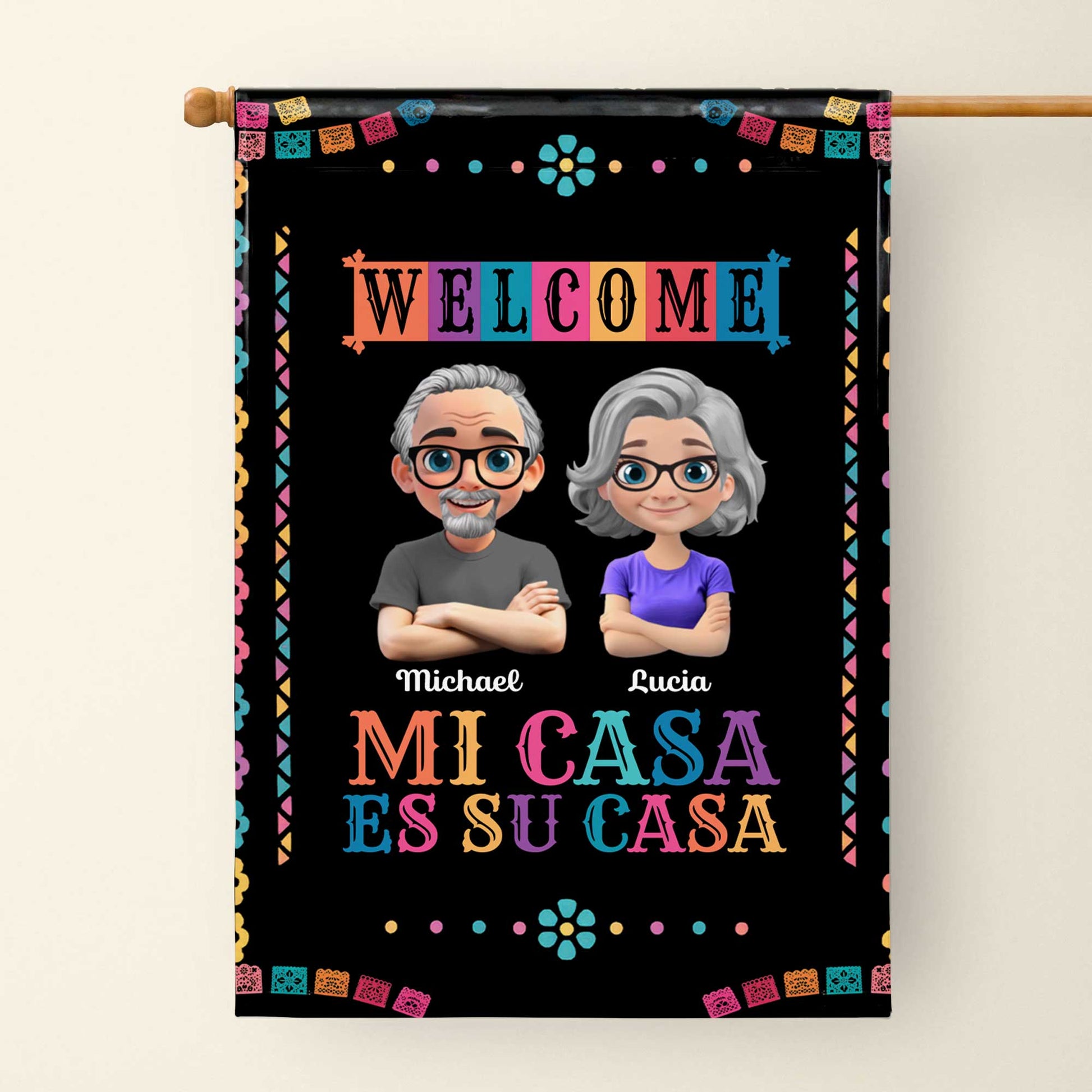 Welcome Mi Casa Es Su Casa With Cartoon Couple