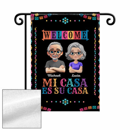 Welcome Mi Casa Es Su Casa With Cartoon Couple