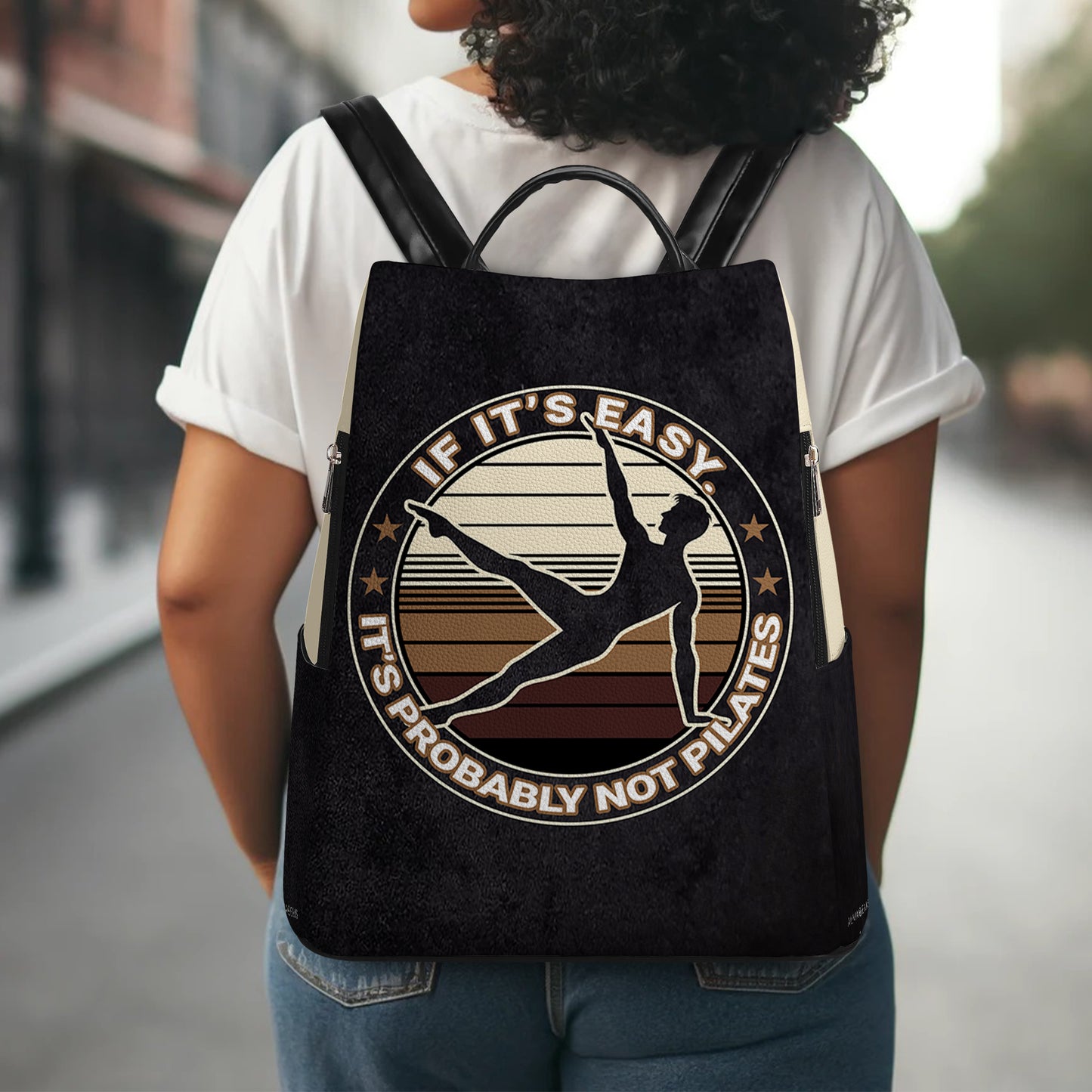 If It's Easy. It's Probably Not Pilates - Personalized Leather BackPack - BP_FN06