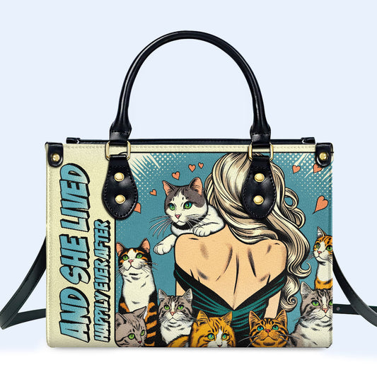 And She Lived Happily Ever After - Personalized Leather Handbag For Cat Lovers - LL04