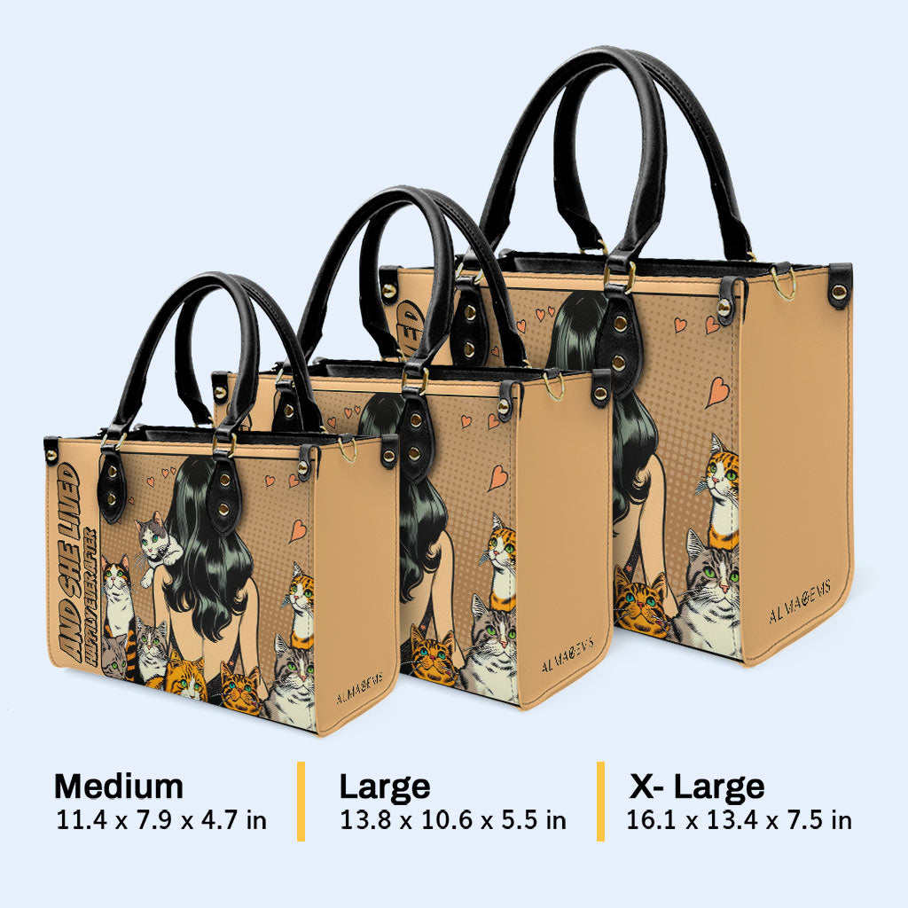 And She Lived Happily Ever After - Brown - Bespoke Leather Handbag For Cat Lovers - LL04BROWN