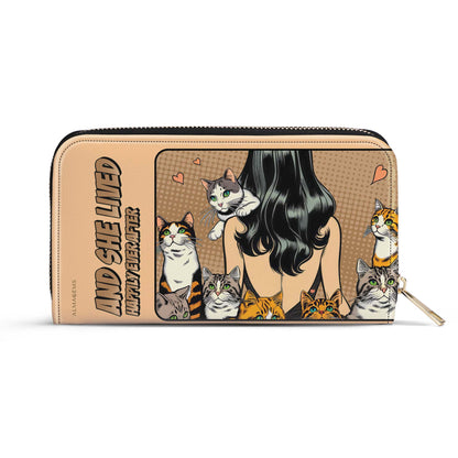 And She Lived Happily Ever After - Brown - Women Leather Wallet For Cat Lovers - LL04BROWNWL