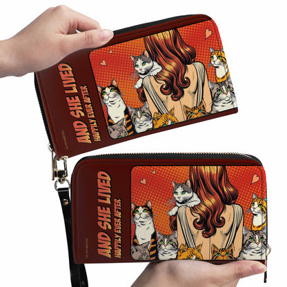 And She Lived Happily Ever After - Red - Women Leather Wallet For Cat Lovers - LL04REDWL