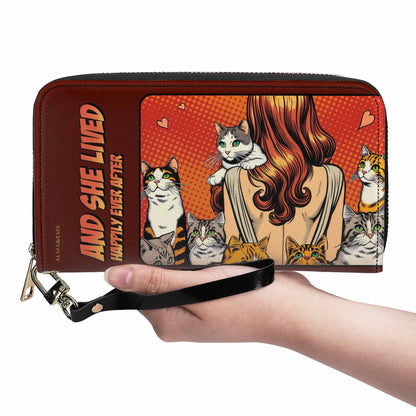 And She Lived Happily Ever After - Red - Women Leather Wallet For Cat Lovers - LL04REDWL