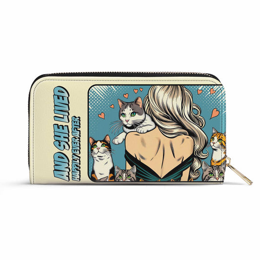 And She Lived Happily Ever After - Women Leather Wallet For Cat Lovers - LL04WL