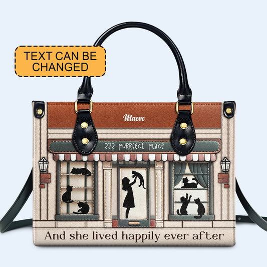 And She Lived Happily Ever After - Personalized Leather Handbag For Cat Lovers - LL09
