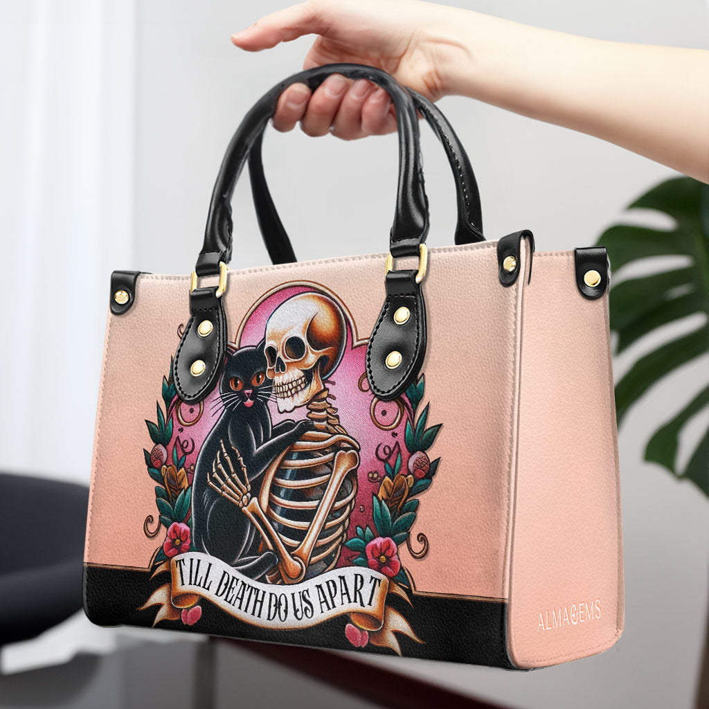 Till Death Do Us Apart - Personalized Leather Handbag For Cat Lovers - LL15