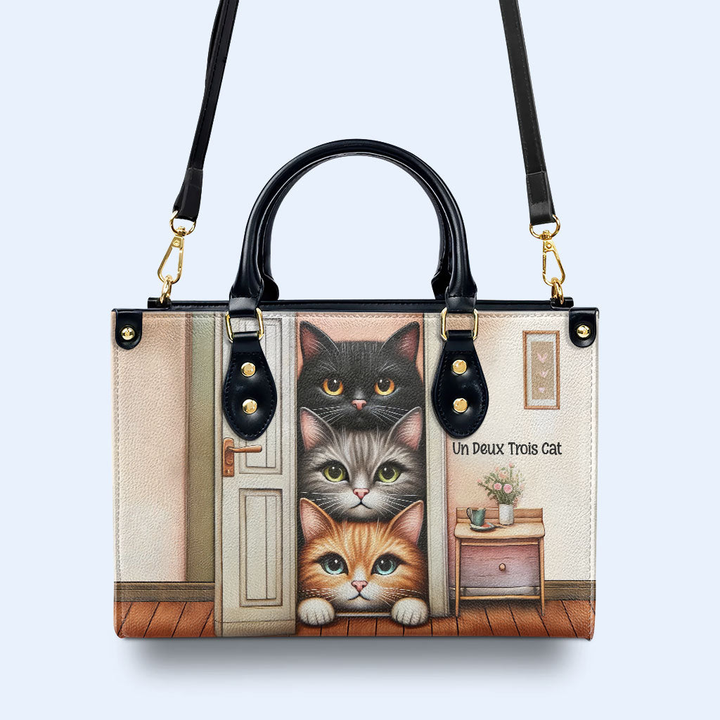 Un Deux Trois Cat - Personalized Leather Handbag For Cat Lovers - LL17