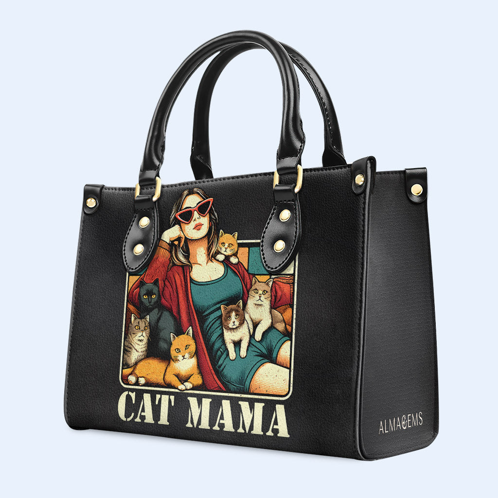 CAT MAMA - Personalized Leather Handbag For Cat Lovers - LL18
