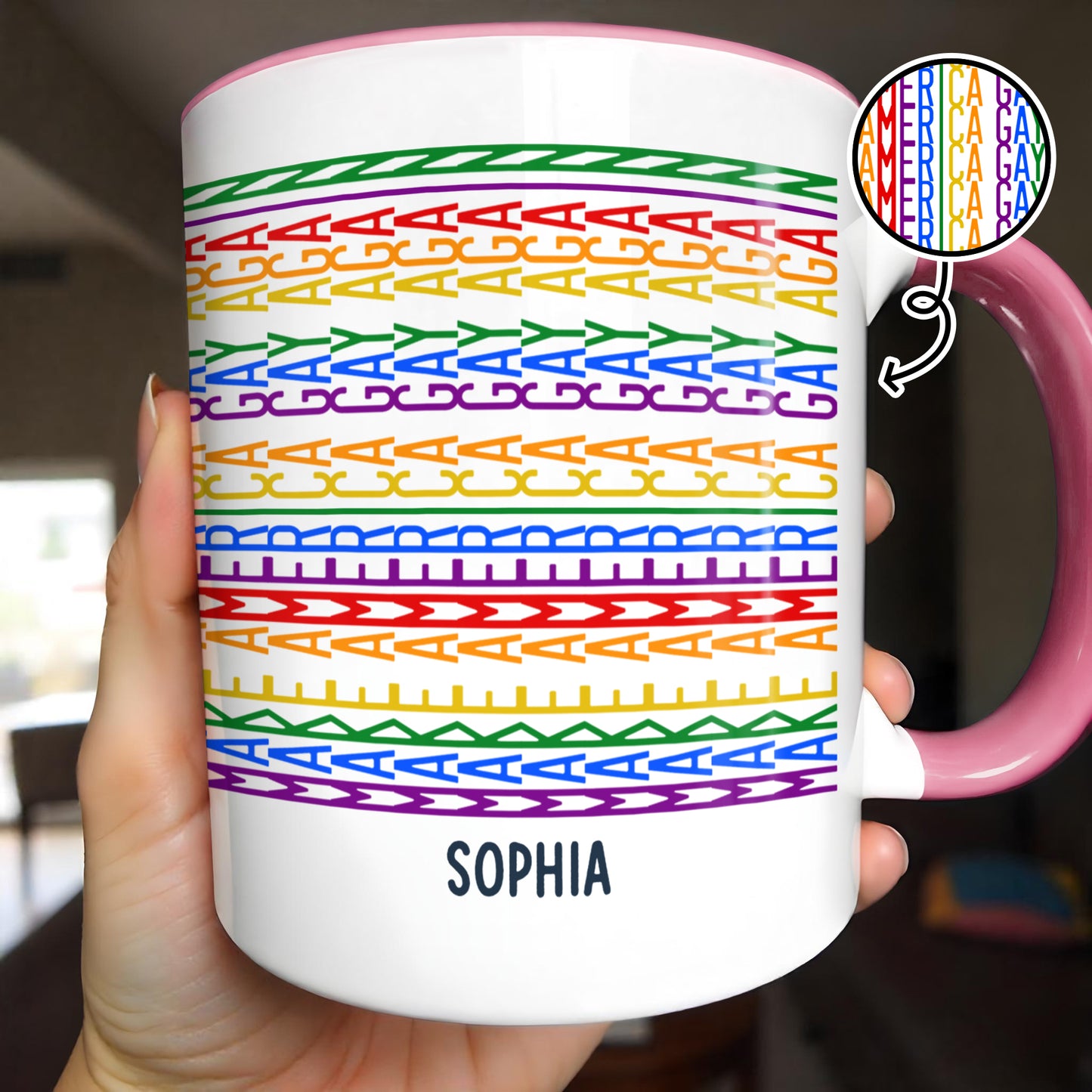 Gay Saying Rainbow Pride Personalized Name - Personalized Custom Accent Mug - LPRIDE006_AMUG