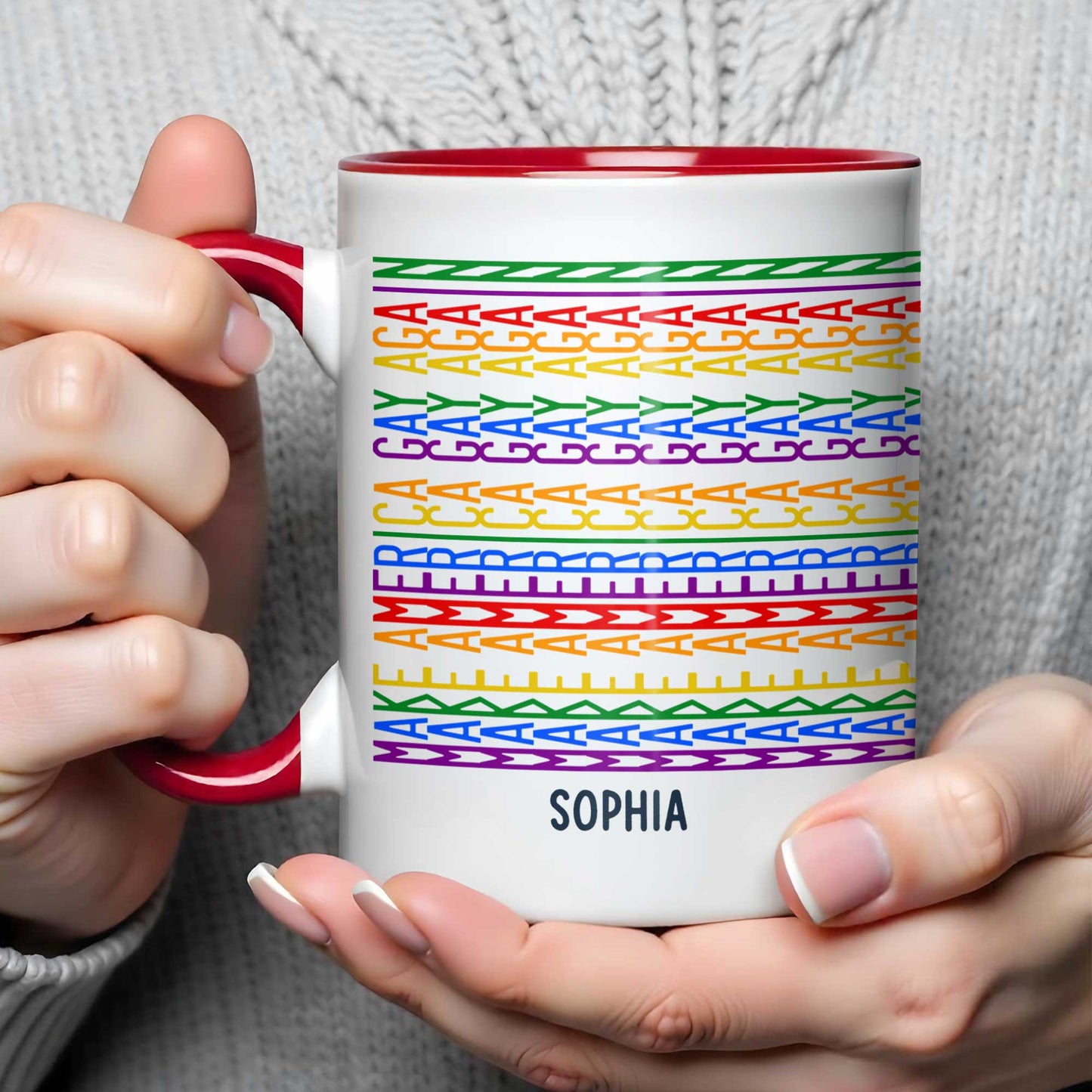 Gay Saying Rainbow Pride Personalized Name - Personalized Custom Accent Mug - LPRIDE006_AMUG