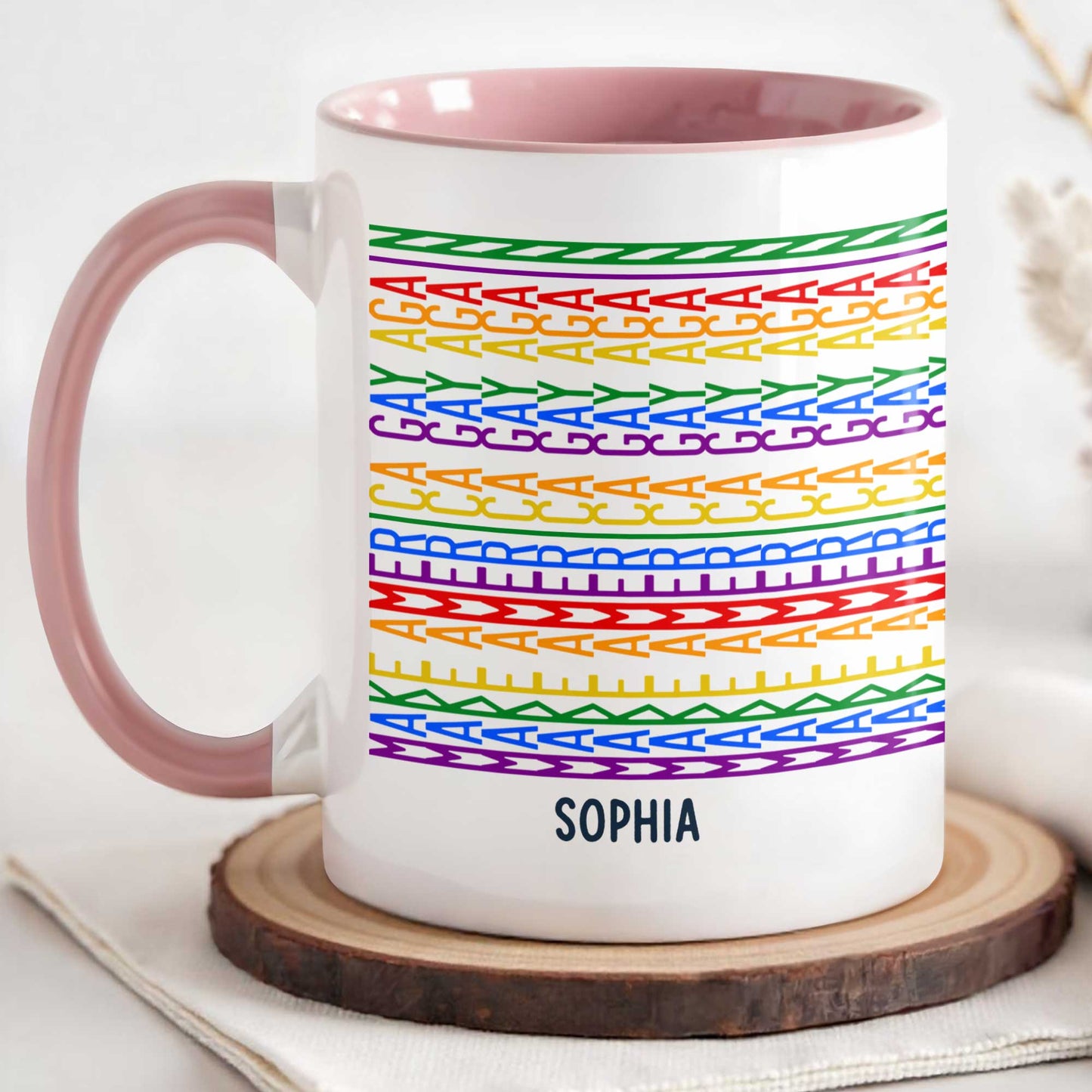 Gay Saying Rainbow Pride Personalized Name - Personalized Custom Accent Mug - LPRIDE006_AMUG