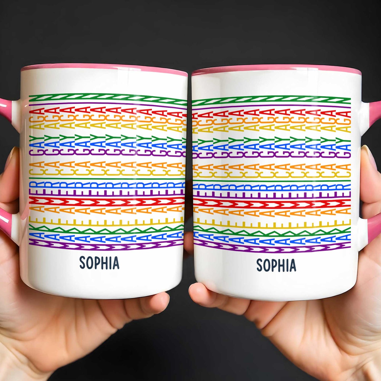 Gay Saying Rainbow Pride Personalized Name - Personalized Custom Accent Mug - LPRIDE006_AMUG