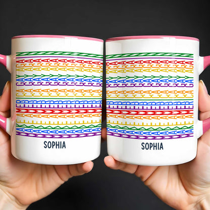 Gay Saying Rainbow Pride Personalized Name - Personalized Custom Accent Mug - LPRIDE006_AMUG