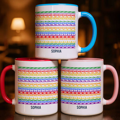 Gay Saying Rainbow Pride Personalized Name - Personalized Custom Accent Mug - LPRIDE006_AMUG
