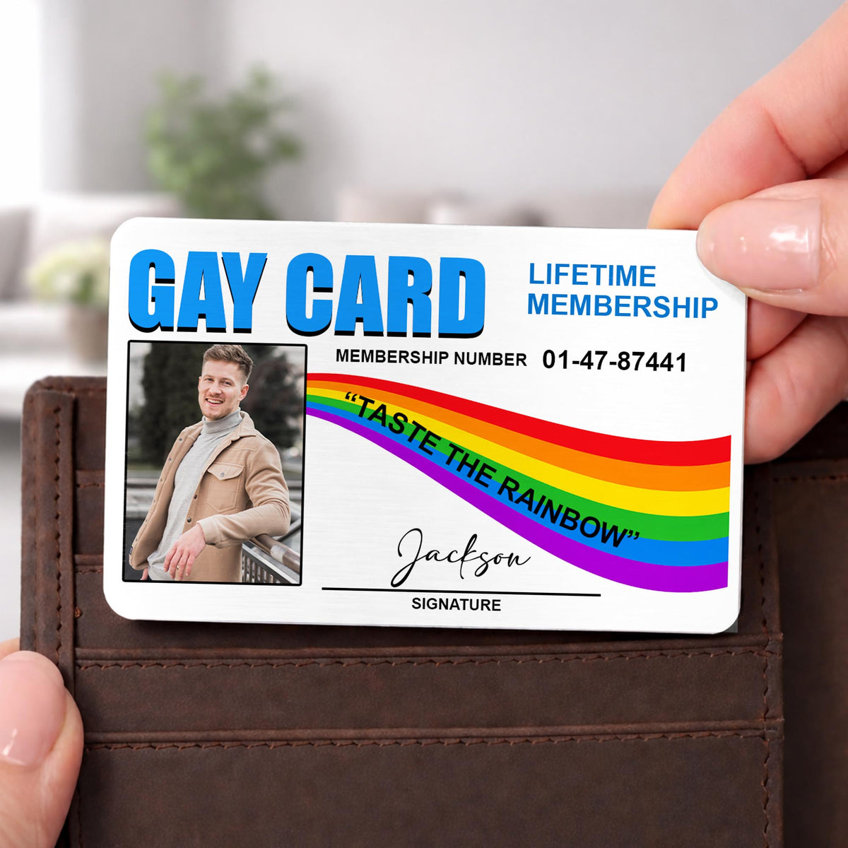 Gay Card Taste The Rainbow Life Time Membership Rainbow Photo - Personalized Aluminum Wallet Card - LPRIDE011_ALCA