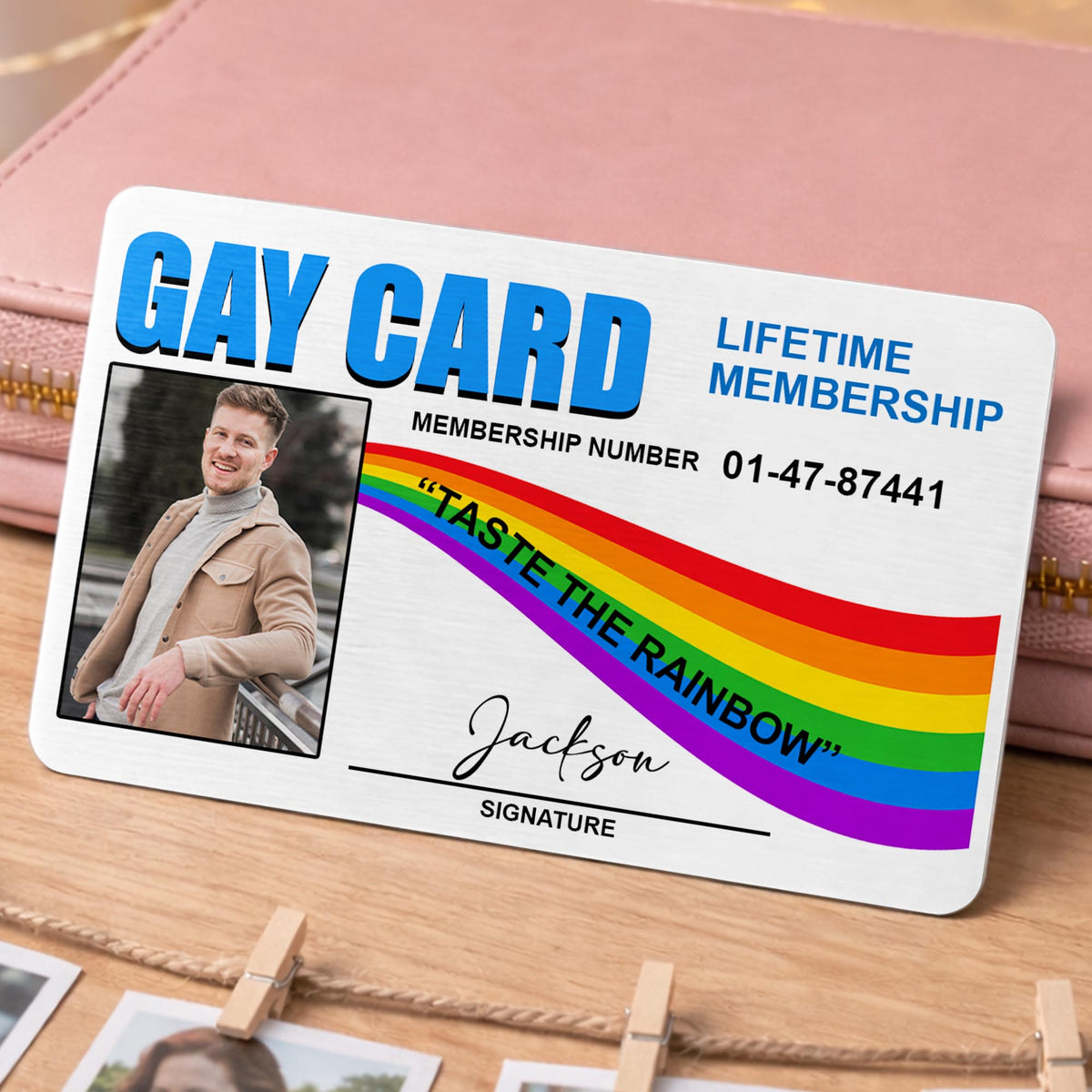 Gay Card Taste The Rainbow Life Time Membership Rainbow Photo - Personalized Aluminum Wallet Card - LPRIDE011_ALCA