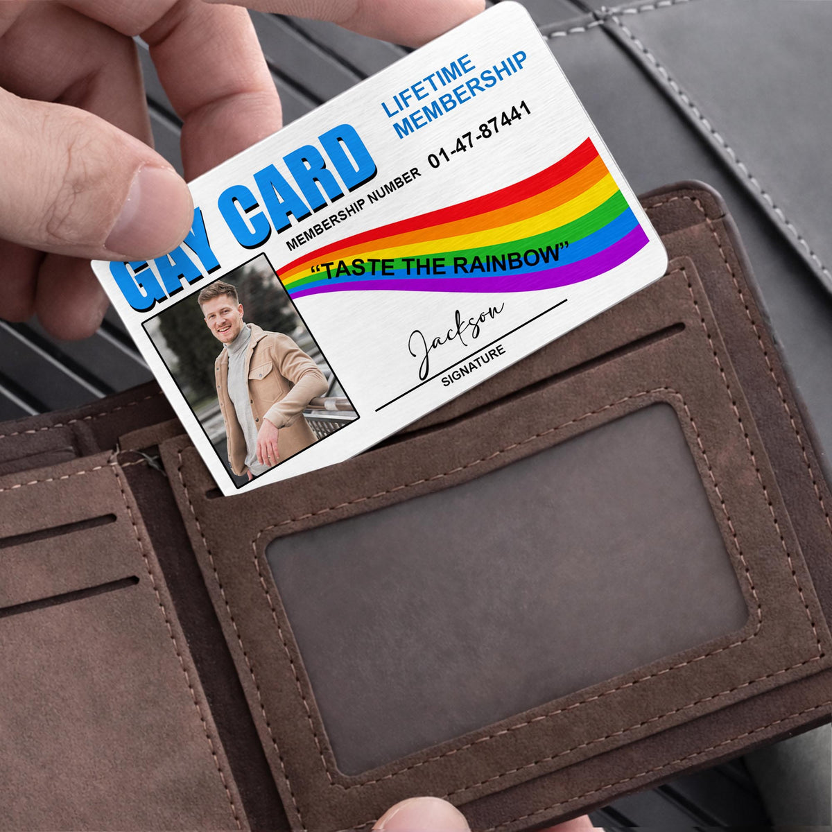 Gay Card Taste The Rainbow Life Time Membership Rainbow Photo - Personalized Aluminum Wallet Card - LPRIDE011_ALCA