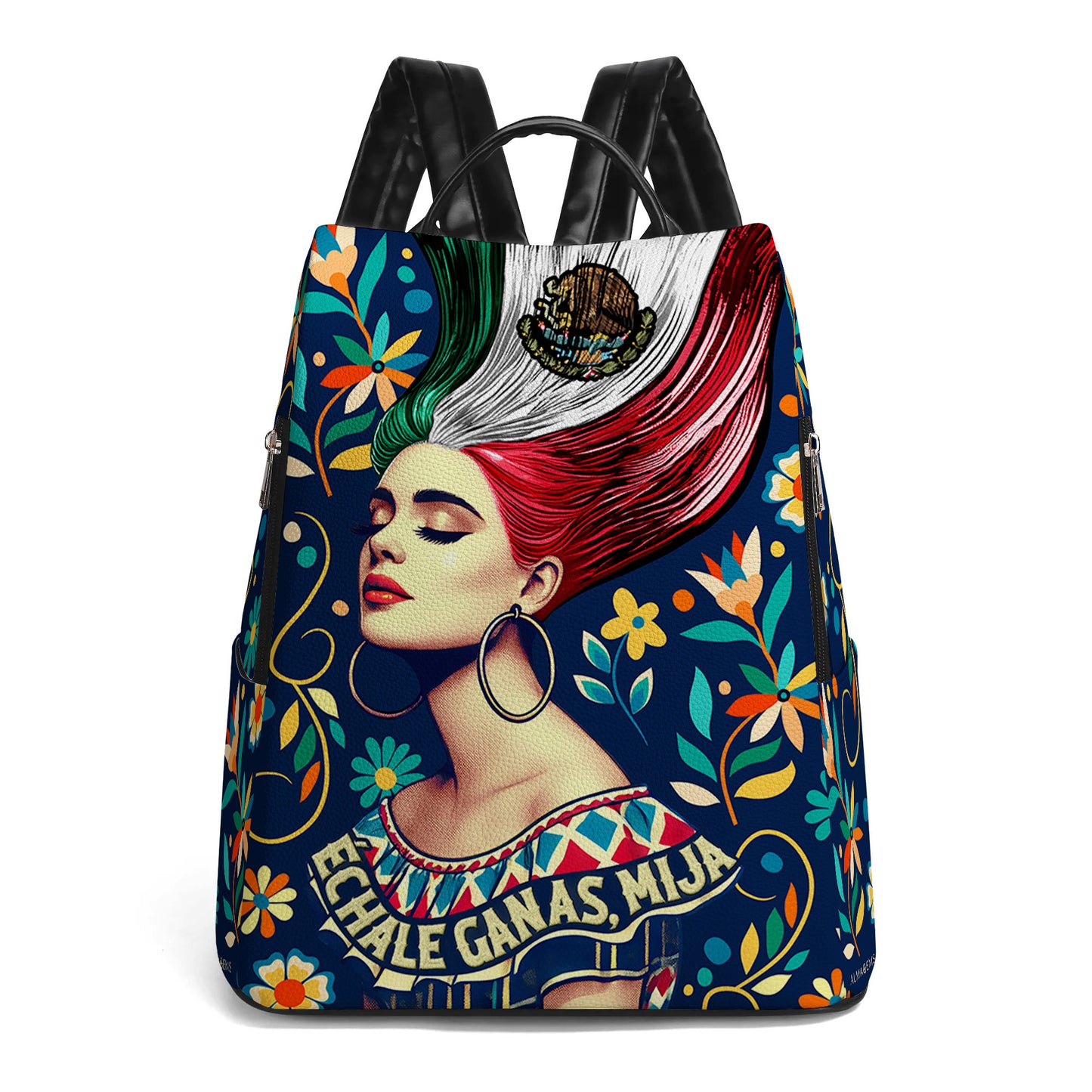 Échale Ganas, Mija - Mochila De Cuero Personalizada - ME001_BP