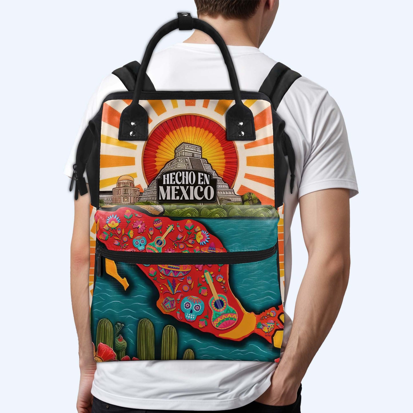 Hecho en México - Mochila de viaje personalizada con diseño de pico de pato - ME009_DKB