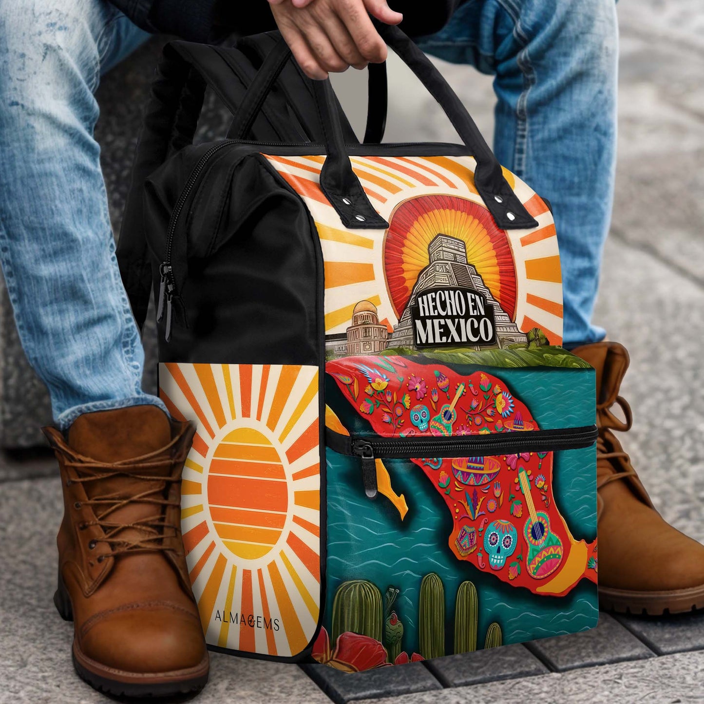 Hecho en México - Mochila de viaje personalizada con diseño de pico de pato - ME009_DKB