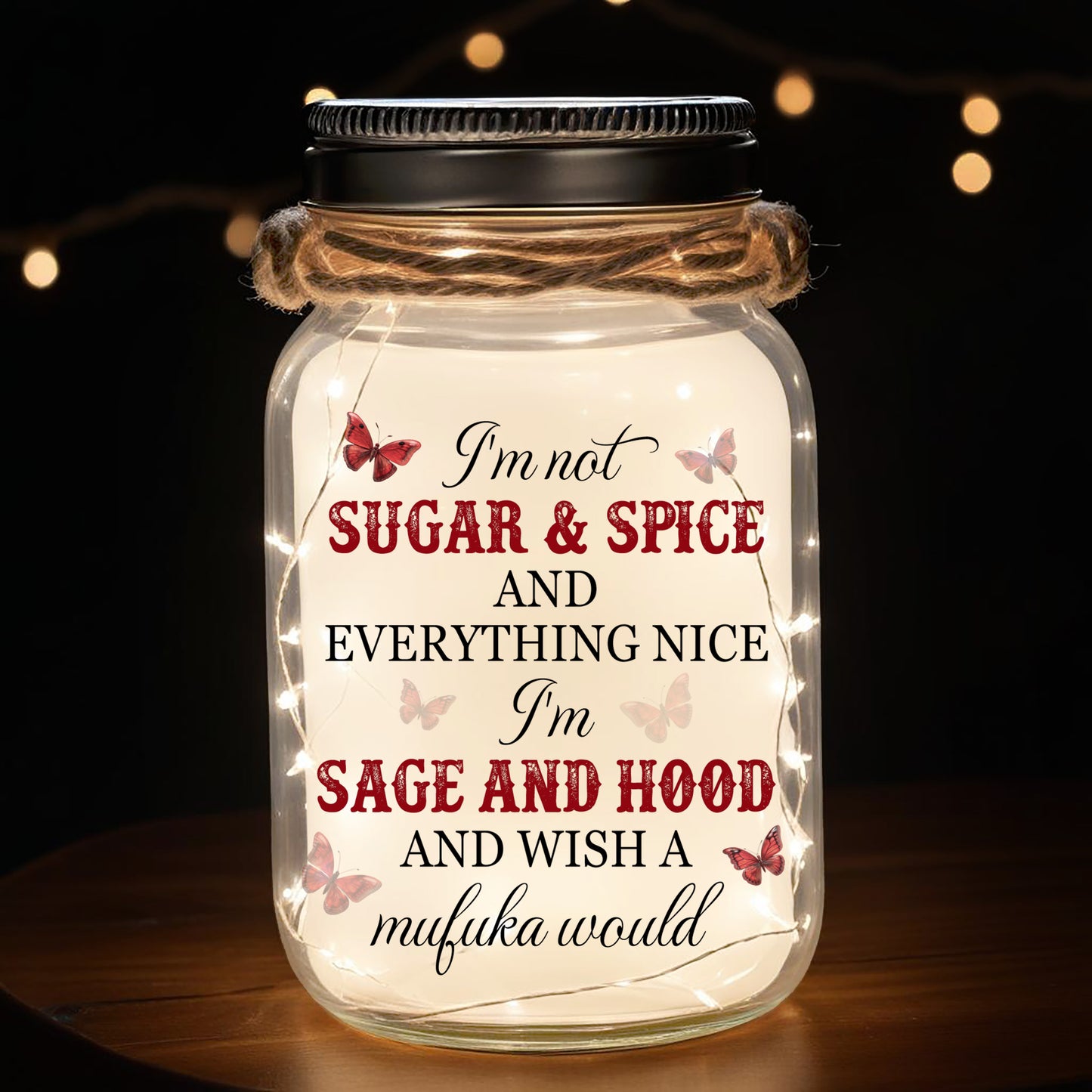 Sugar Skull I'm Not Sugar & Spice - Personalized Custom Mason Jar Light - ME013_JARL