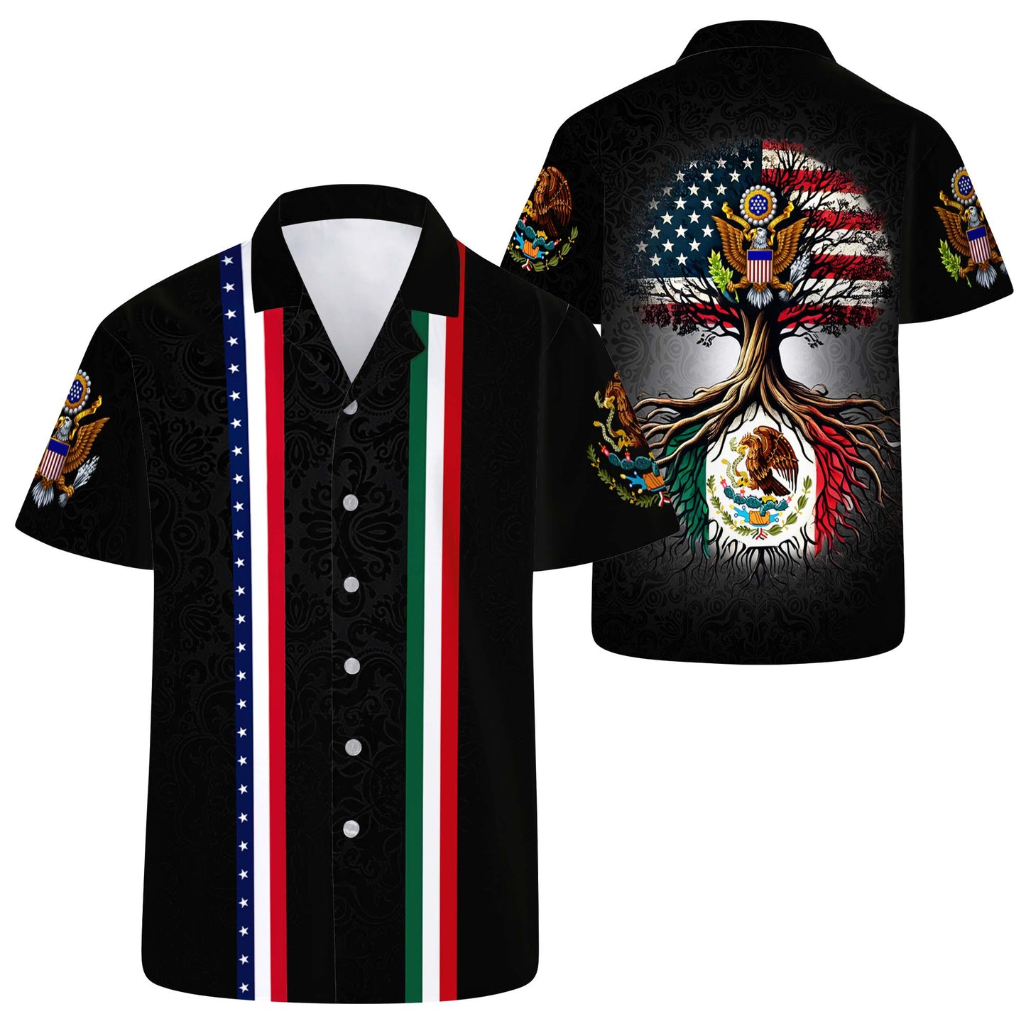 Camisa hawaiana unisex personalizada, de origen estadounidense y raíces mexicanas - ME019_HW