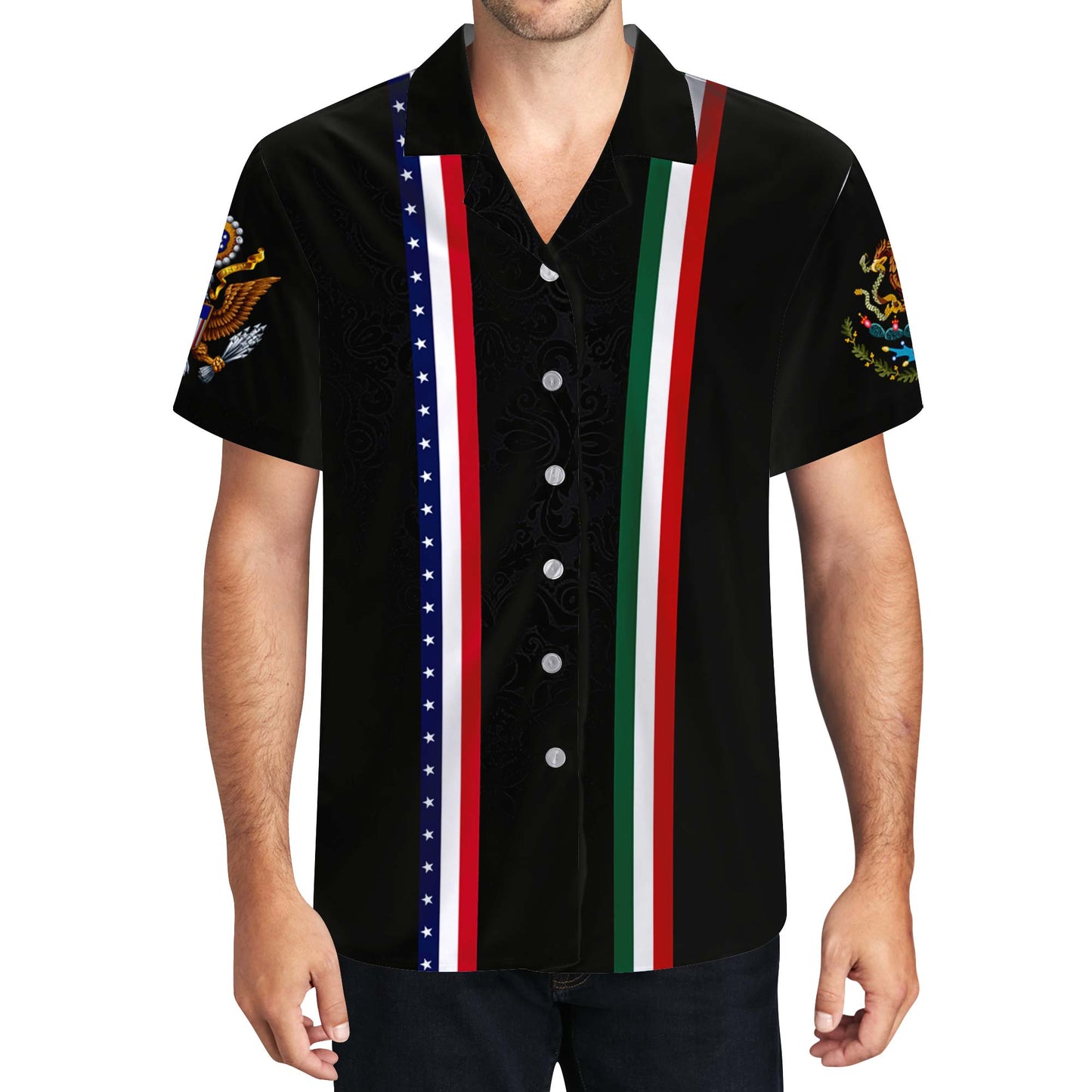 Camisa hawaiana unisex personalizada, de origen estadounidense y raíces mexicanas - ME019_HW