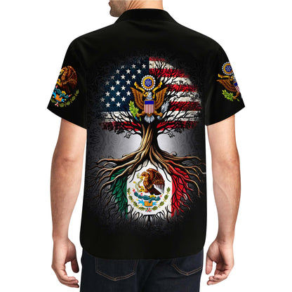 Camisa hawaiana unisex personalizada, de origen estadounidense y raíces mexicanas - ME019_HW