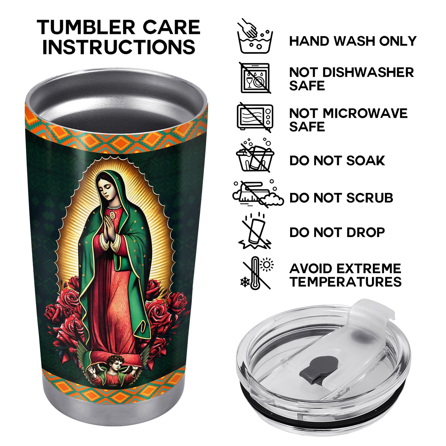 Our Lady Of Guadalupe - Personalized Custom Stainless Steel Tumbler 20oz 30oz - ME021_TB