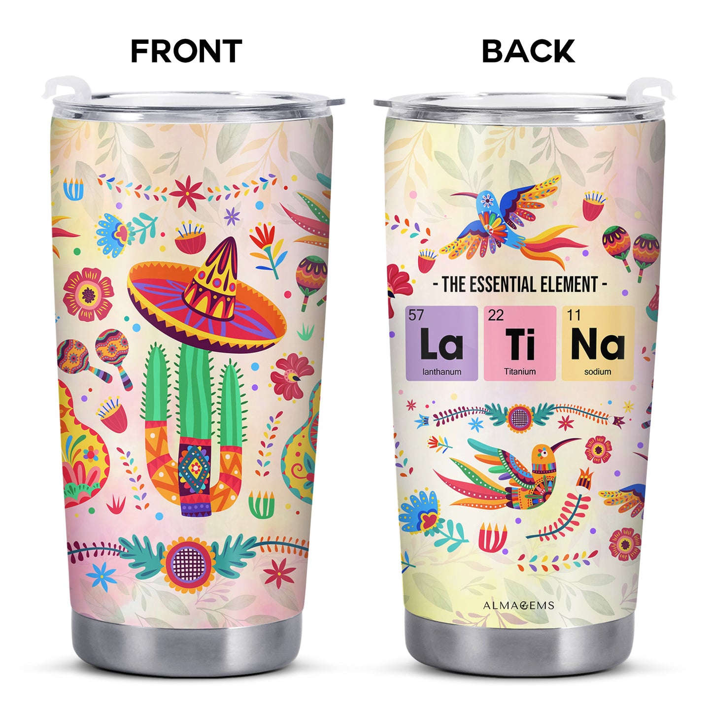 El Elemento Esencial LATINA - Vaso Personalizado de Acero Inoxidable 20oz 30oz - ME028_TB