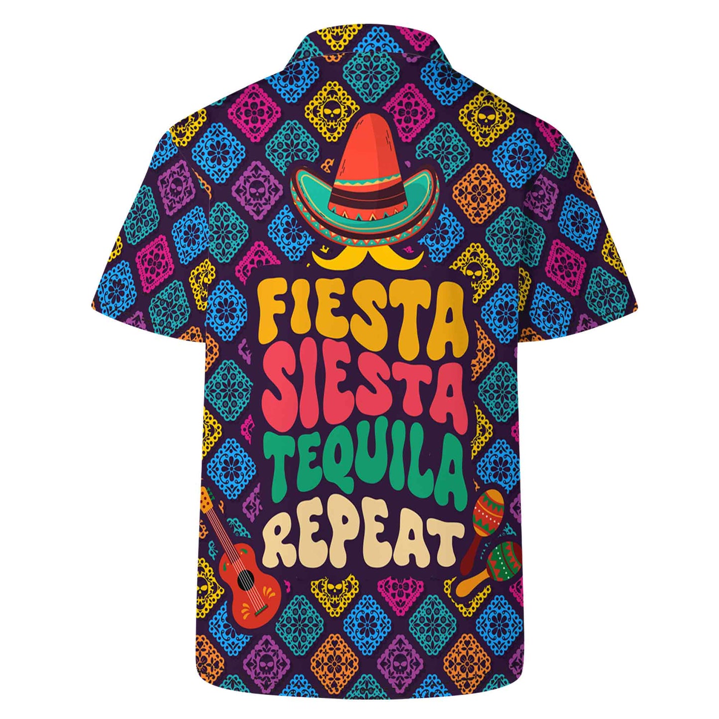 Camisa hawaiana unisex personalizada Fiesta Siesta Tequila Repeat - ME033_HW