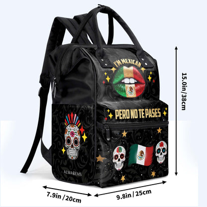 Soy mexicano, pero no te pases. Mochila de viaje personalizada con diseño de pico de pato. ME046_DKB