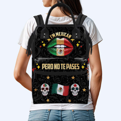 Soy mexicano, pero no te pases. Mochila de viaje personalizada con diseño de pico de pato. ME046_DKB