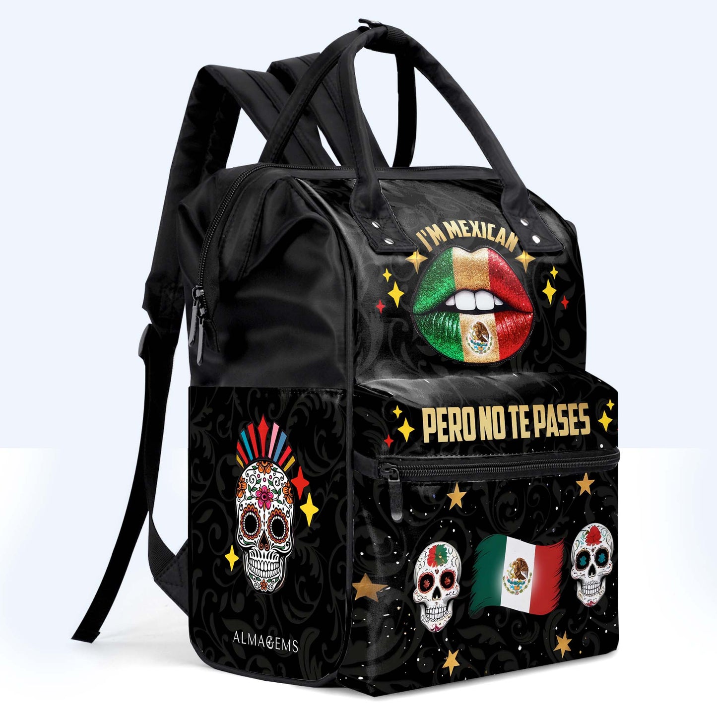 Soy mexicano, pero no te pases. Mochila de viaje personalizada con diseño de pico de pato. ME046_DKB