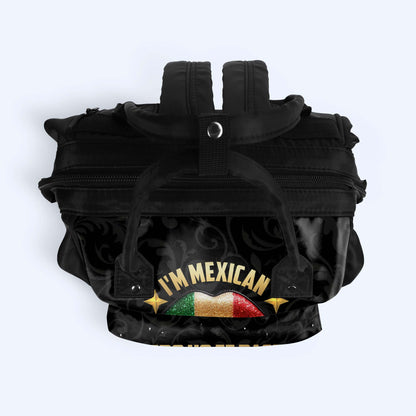 Soy mexicano, pero no te pases. Mochila de viaje personalizada con diseño de pico de pato. ME046_DKB