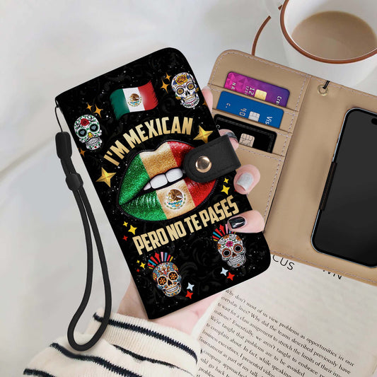 Soy mexicano pero no te pases - Cartera de cuero personalizada para teléfono - ME046_PW