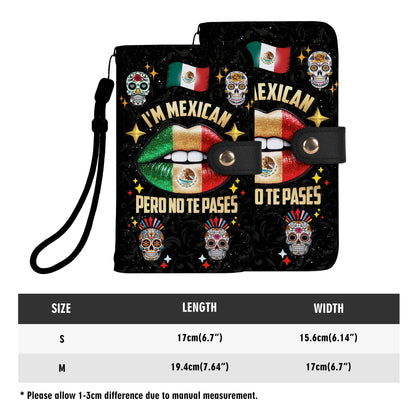 Soy mexicano pero no te pases - Cartera de cuero personalizada para teléfono - ME046_PW