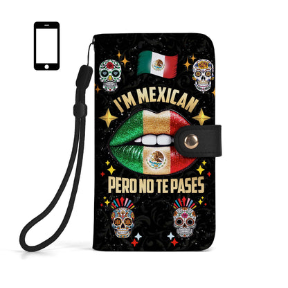 Soy mexicano pero no te pases - Cartera de cuero personalizada para teléfono - ME046_PW