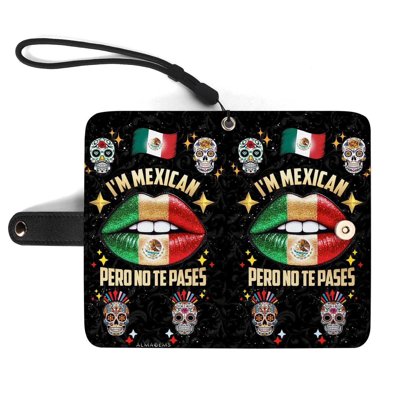 Soy mexicano pero no te pases - Cartera de cuero personalizada para teléfono - ME046_PW