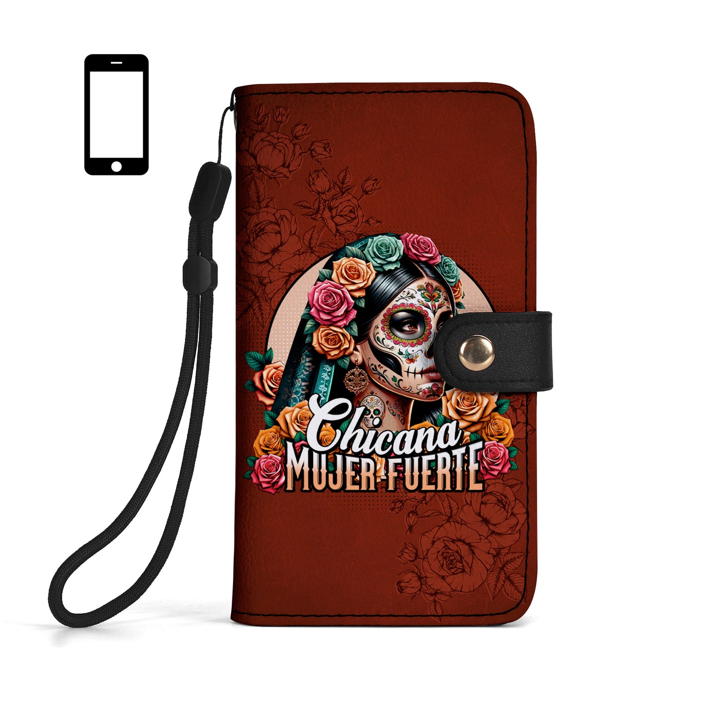 CHICANA MUJER FUERTE - Cartera de cuero personalizada para teléfono - ME051_PW