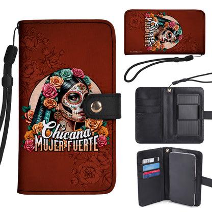 CHICANA MUJER FUERTE - Cartera de cuero personalizada para teléfono - ME051_PW