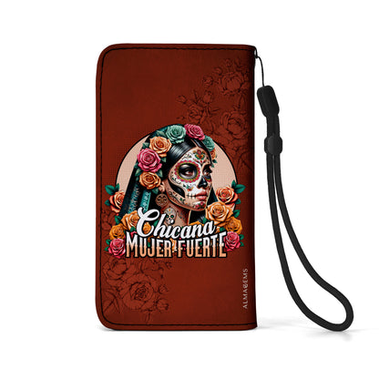 CHICANA MUJER FUERTE - Cartera de cuero personalizada para teléfono - ME051_PW