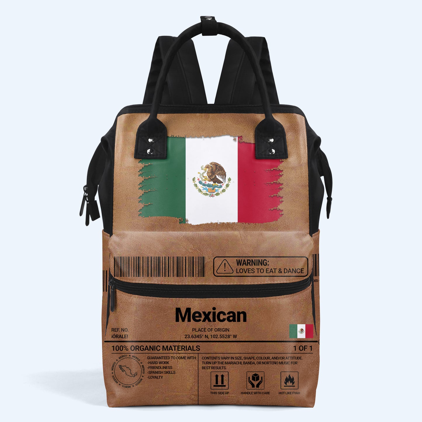 Mexican Nutrition Facts - Personalized Custom Duckbilled Travel Backpack - ME055_DKB