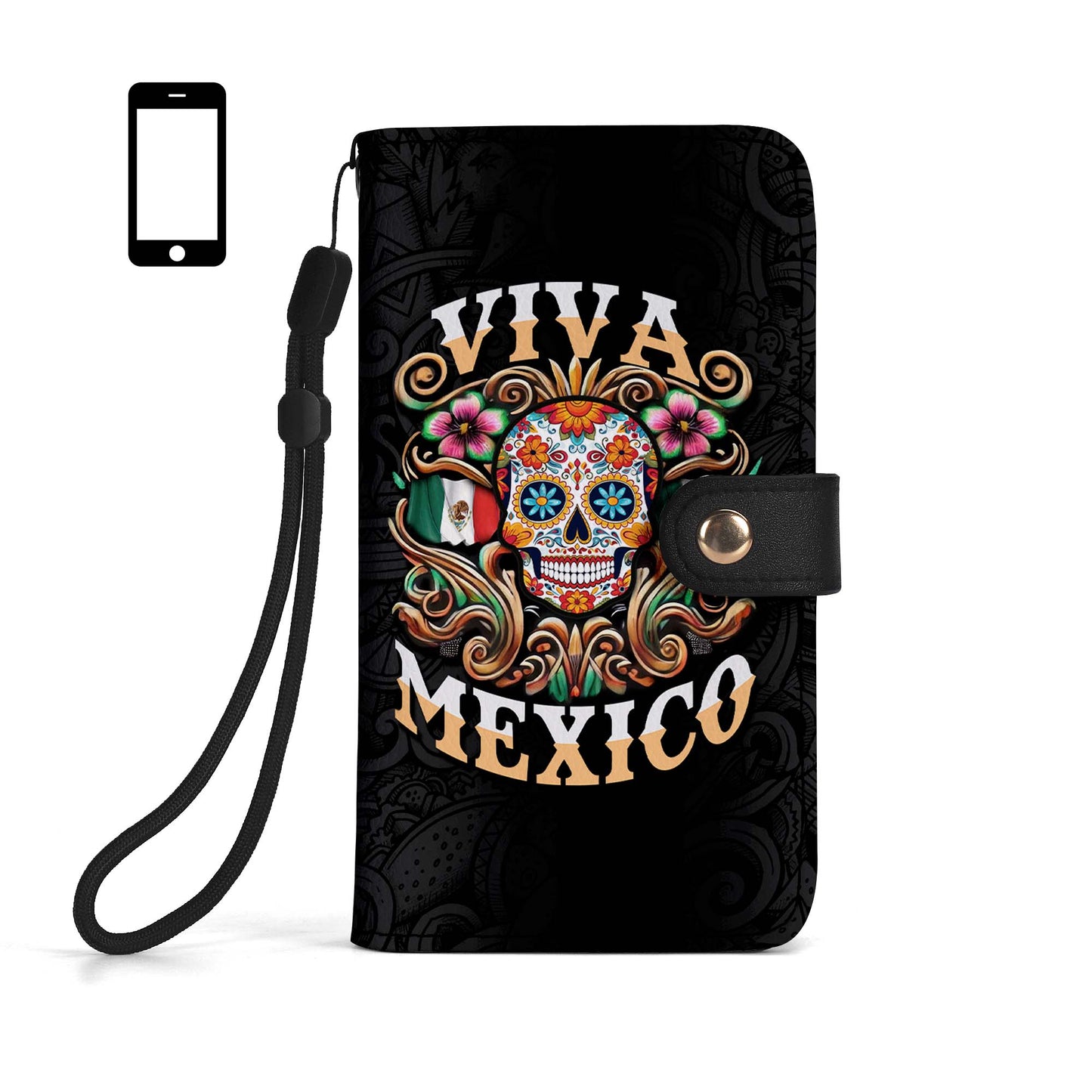 Viva México - Cartera de piel personalizada para teléfono - ME057_PW