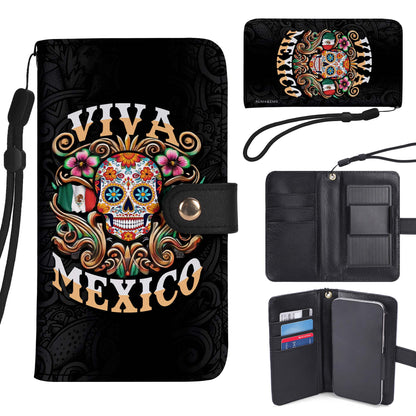 Viva México - Cartera de piel personalizada para teléfono - ME057_PW