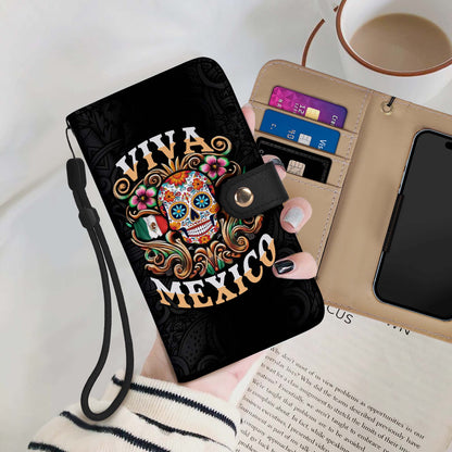 Viva México - Cartera de piel personalizada para teléfono - ME057_PW