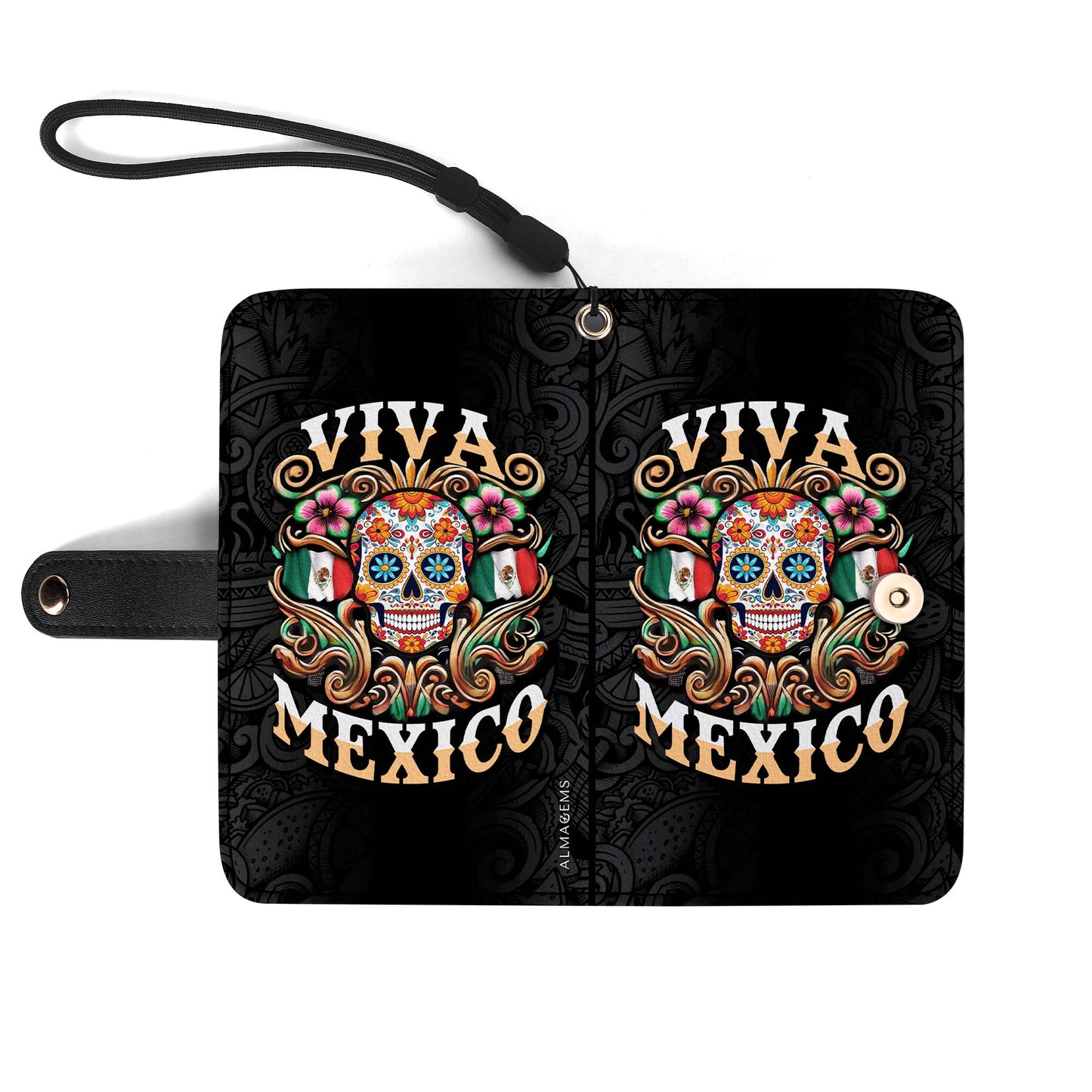 Viva México - Cartera de piel personalizada para teléfono - ME057_PW